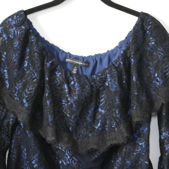 ✨BOGO White House Black Market Off the Shoulder Lace Top Size 8 WHBM H12486 - Picture 3 of 12